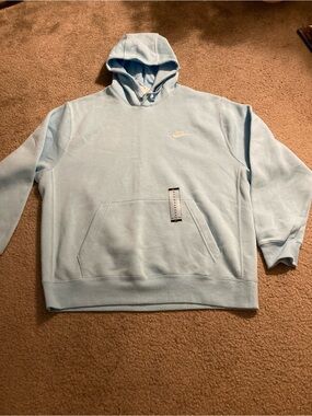 Nike Light Blue Men's XL Pullover Hoodie with Embroidered Swoosh
